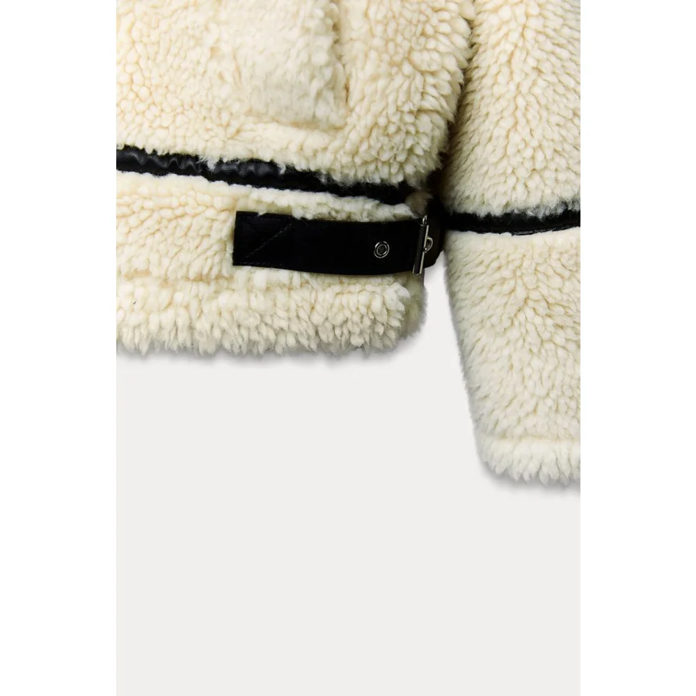 Zara Fleece Biker Jacket Size XS Not - Picture 11 of 11